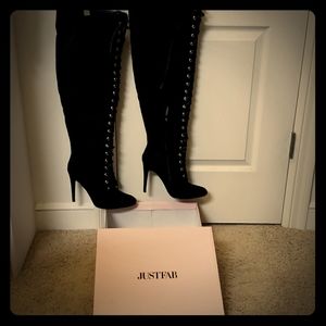 Kinsey Justfab knee high black boots sz10